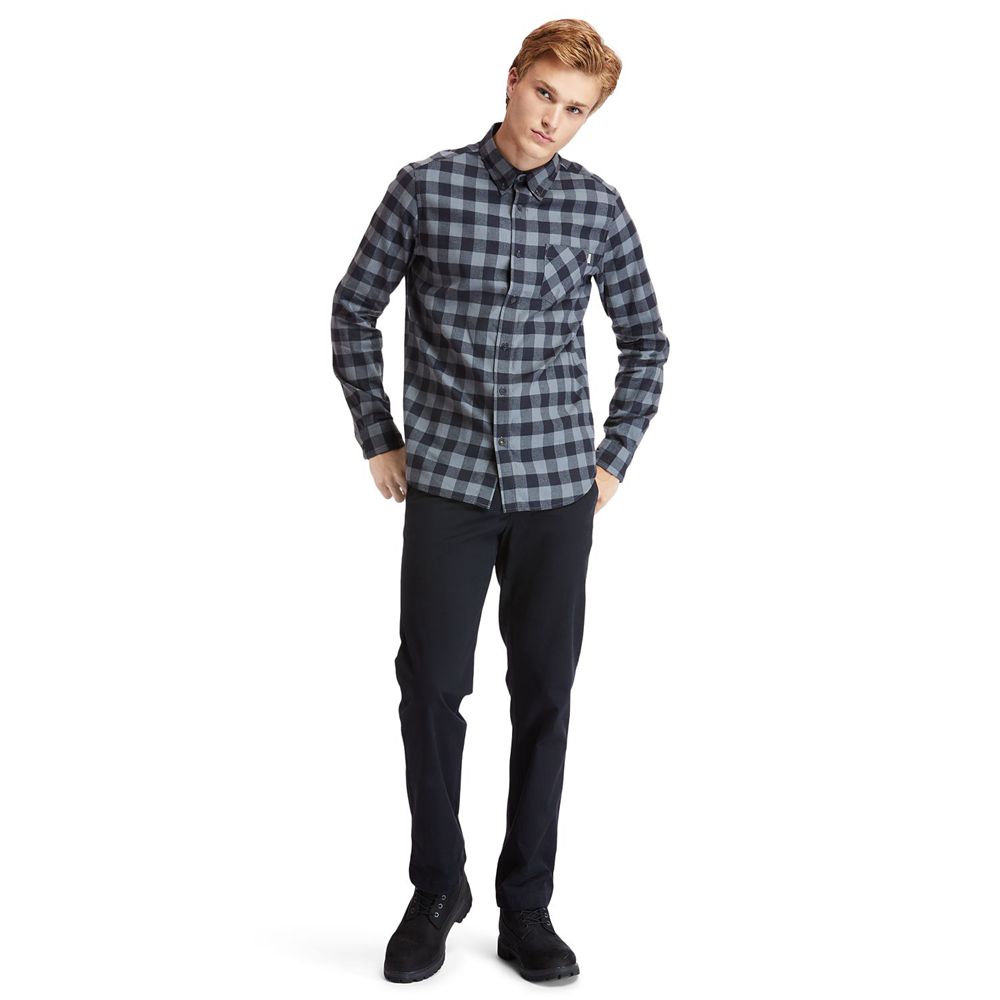 Timberland Mens Shirts Nashua River Long-Sleeve Flannel Check - Grey - India PO8715406